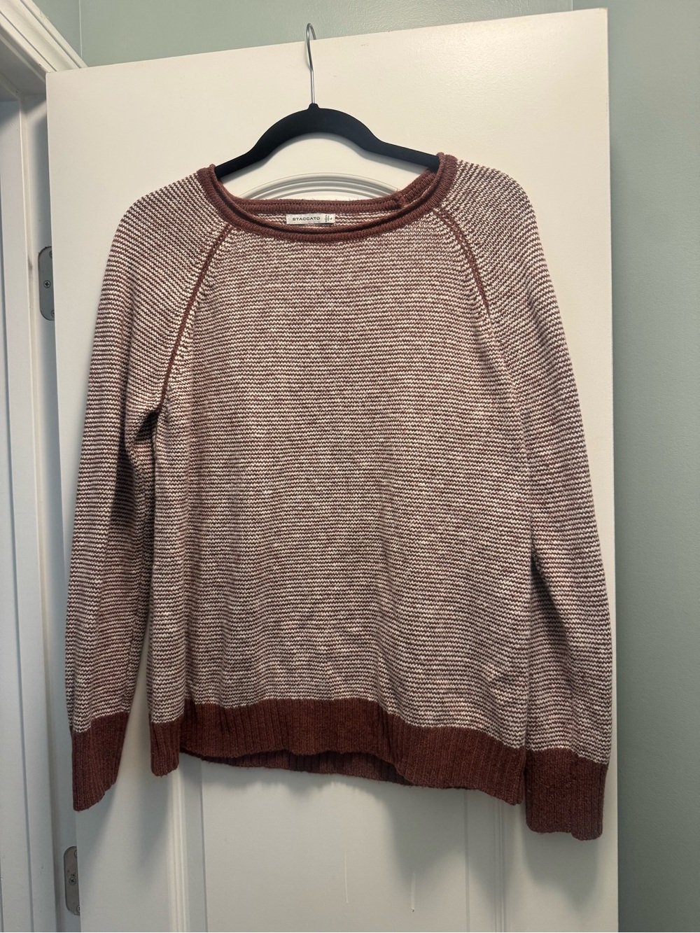Staccato Women’s Large Brown Cream Striped Raglan Knit Sweater